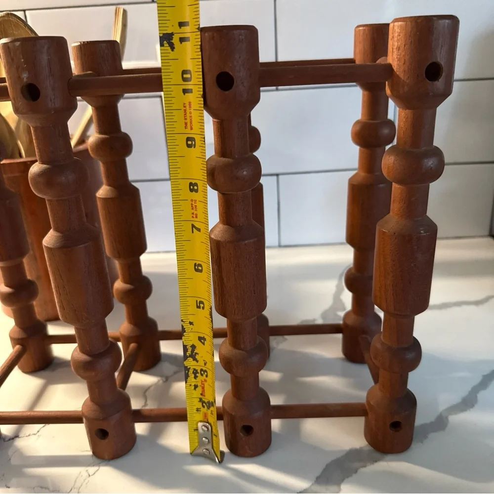 Vintage MCM Danish Teak Nissen Langaa 3 or 4 Bottle Wine Holder Signed - Picture 8 of 10